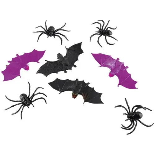 Halloweenská dekorace gumoví netopýři nebo pavouci 6 ks