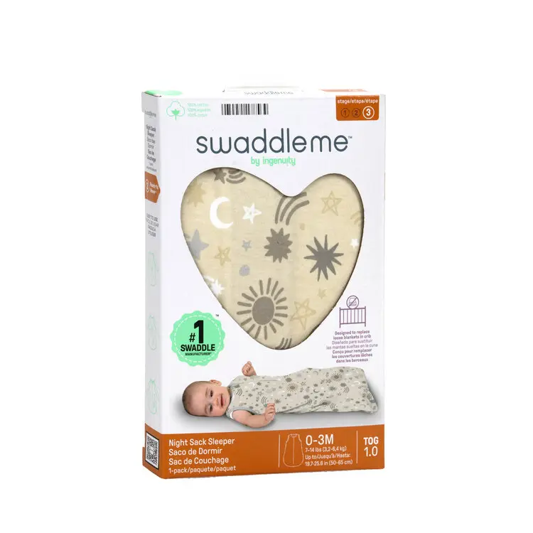 INGENUITY Vak spací bavlněný 1 TOG SwaddleMe™ Celestial Dance 0m+