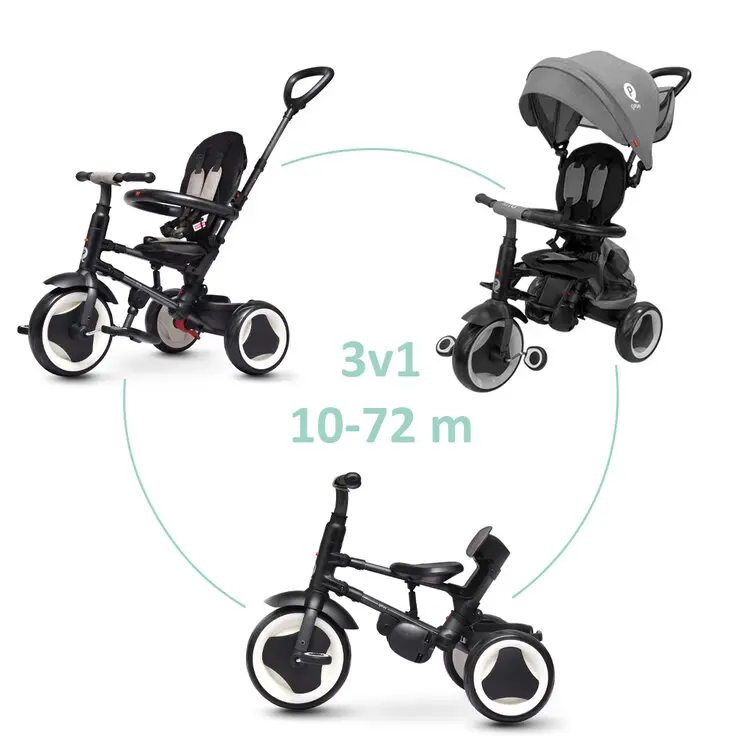QPLAY Trojkolka Rito eva plus Grey, věk 10-72 měsíců