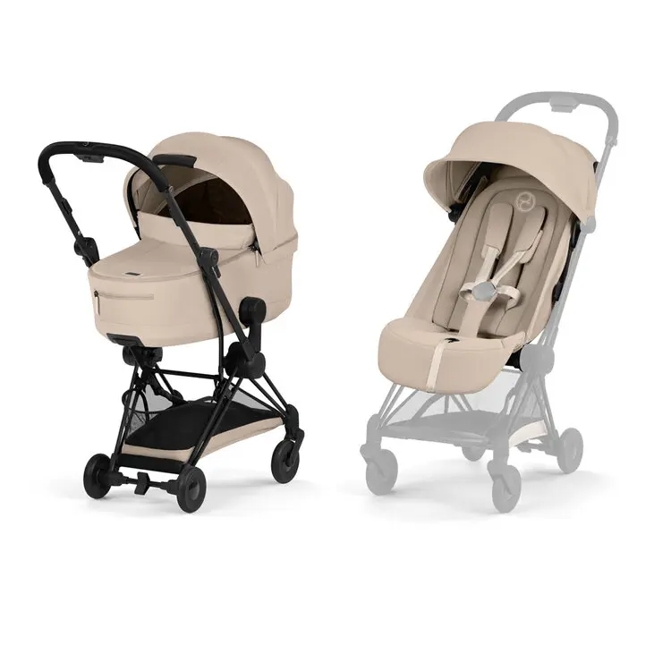 Cybex Coya Comfort Matt Black + skládací korba Cozy Beige