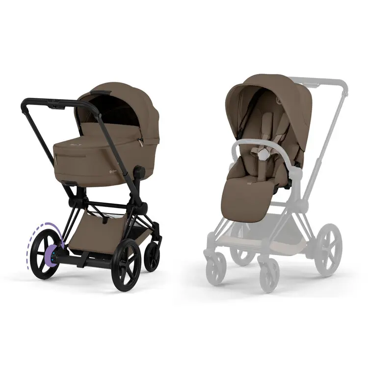 CYBEX Kombinovaný kočárek e-Priam 5.0 Coconut Brown (Matt Black Frame) Comfort 2026 Platinum