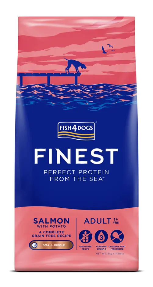 FISH4DOGS Granule malé pro dospělé psy Finest losos s bramborami