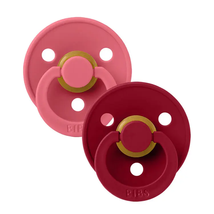BIBS Colour dudlíky z přírodního kaučuku 2ks vel.1 - Coral / Ruby