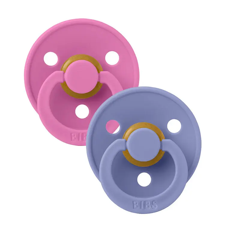 BIBS Dudlíky z přírodního kaučuku Colour 2ks, velikost 2 - Bubblegum / Peri