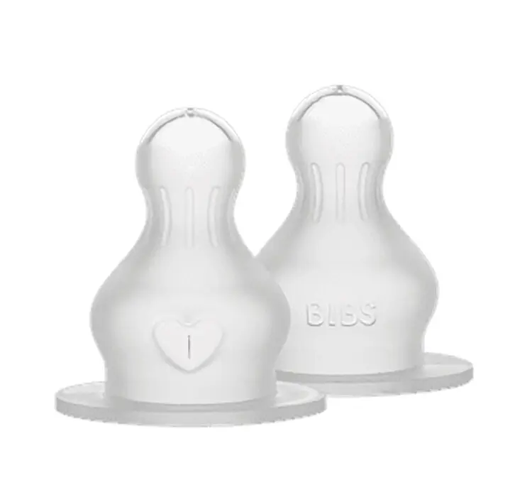 BIBS Savičky silikonové Baby bottle - pomalý průtok