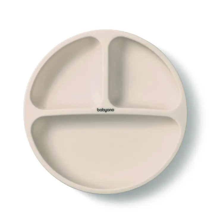 BABYONO Talíř silikonový s přísavkou - blue 6m+ - BABYONO Talíř silikonový s přísavkou - beige 6m+