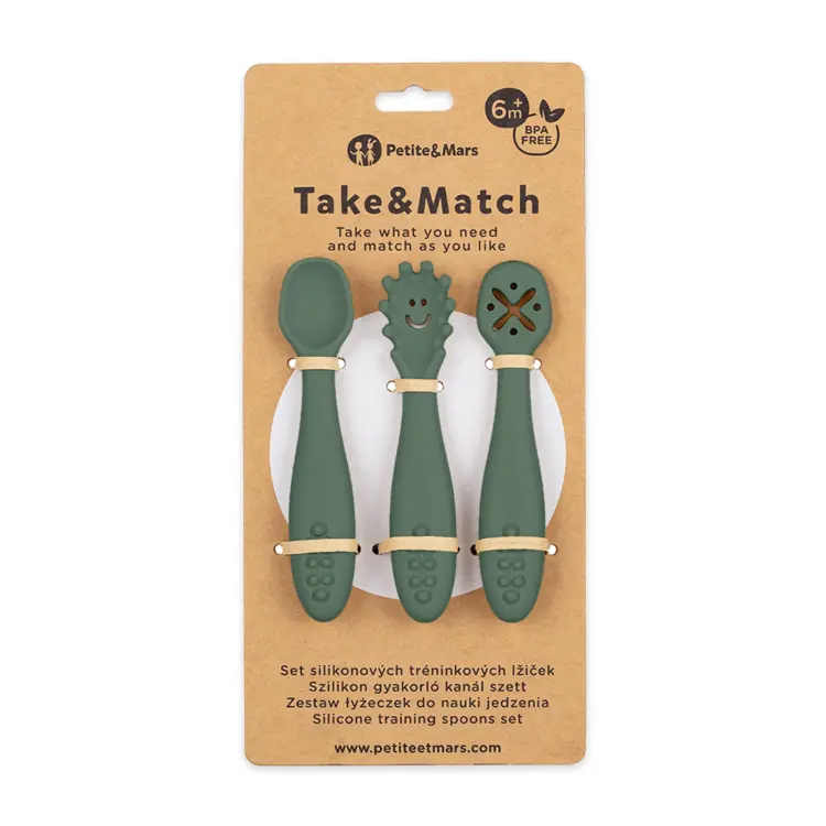 PETITE&MARS Set 3 ks silikonových tréninkových lžiček Take&Match