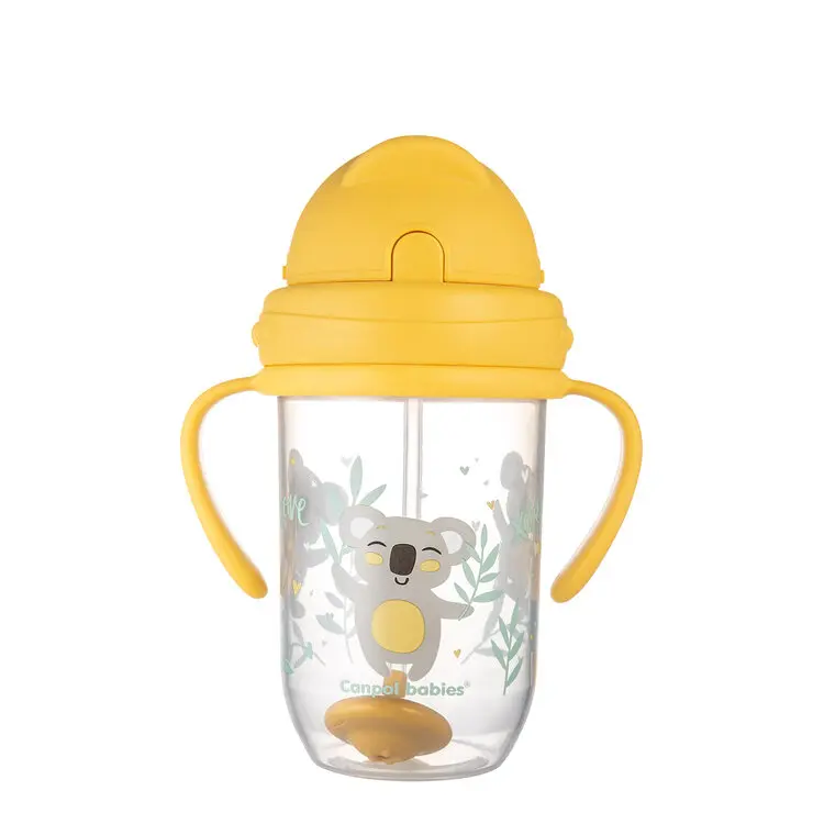 CANPOL BABIES Hrneček nevylévací se slámkou a závažím Exotic animals 270 ml