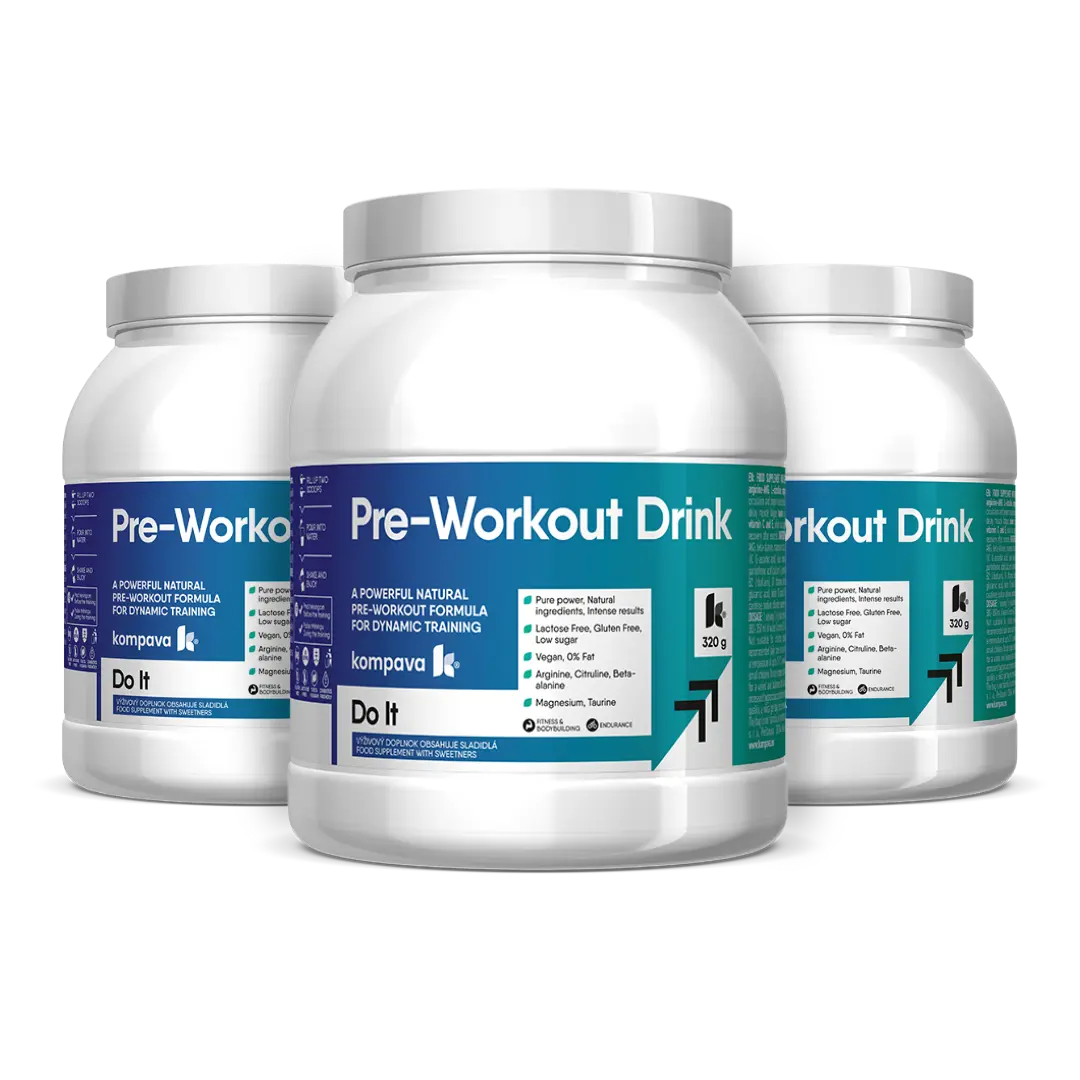 Kompava 3-balení Pre-Workout Drink 320 g/20 dávek, pomeranč-limetka