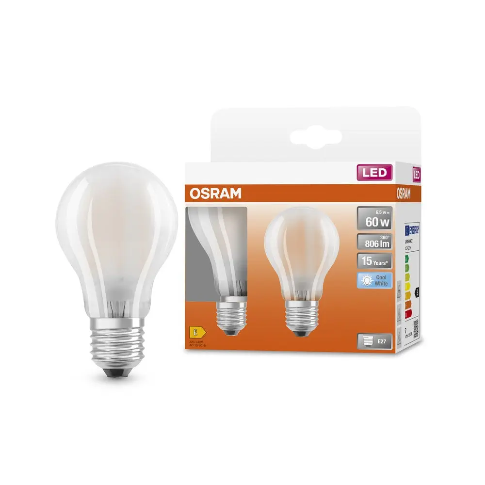 2 ks filamentová žárovka LED STAR A E27 6.5W, studená bílá