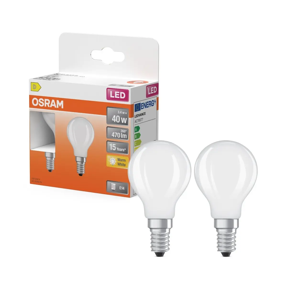 2 ks matná LED žárovka E14 4 W STAR CLASSIC teplá bílá OSRAM