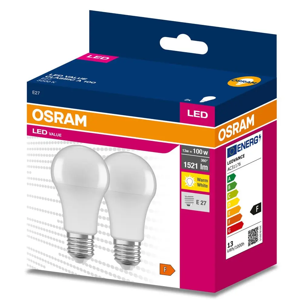 2 ks matná LED žárovka E27 13 W CLASSIC A, teplá bílá