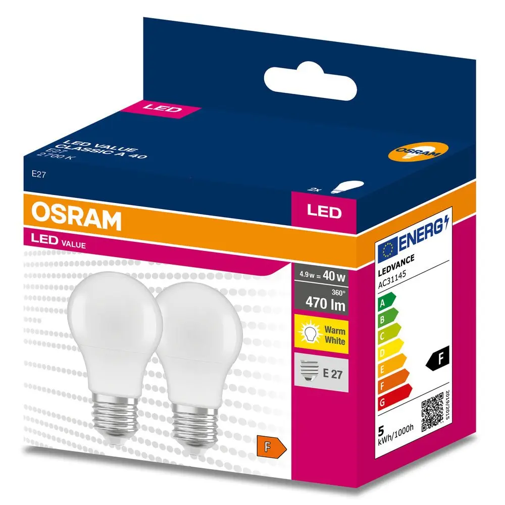 2 ks matná LED žárovka E27 4.9 W 470 lm CLASSIC A, teplá bílá