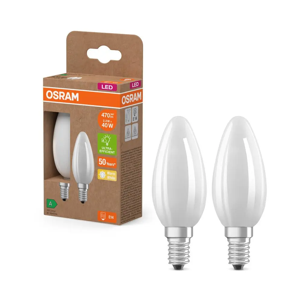 2x účinná LED žárovka matná E27 2.2W CLASSIC B, teplá bílá