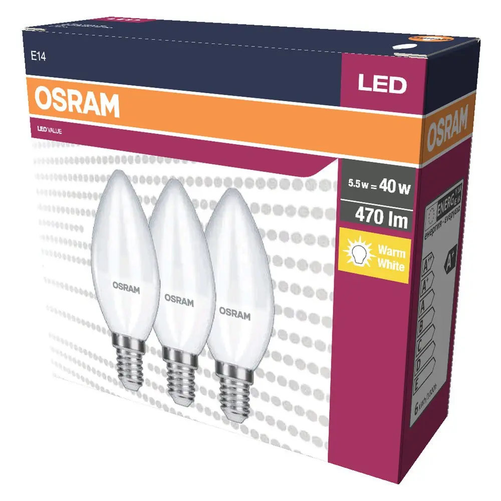 3 ks matná LED žárovka E14 4.9 W 470 lm CLASSIC B, teplá bílá