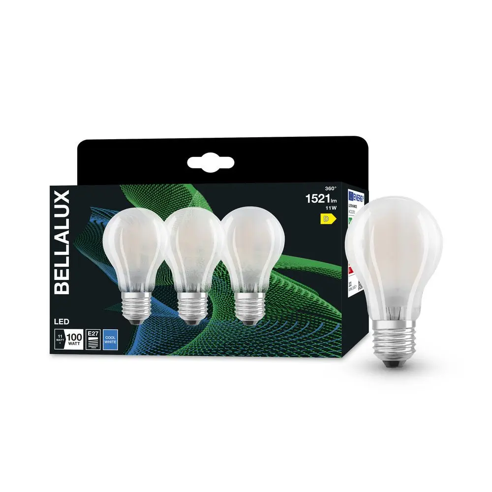 3x matná LED žárovka E27 11W CLASSIC A, studená bílá