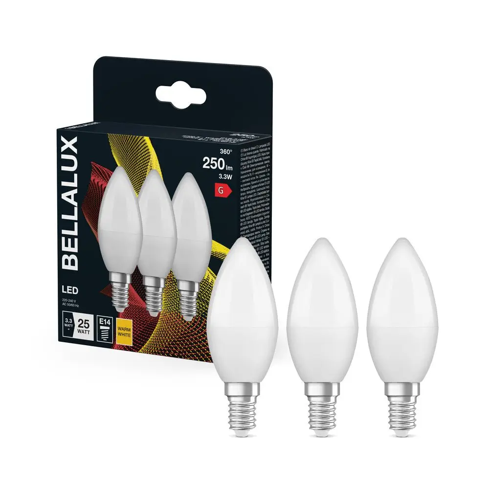 3x matná LED žárovka svíčková E14 3.3W CLASSIC B, teplá bílá