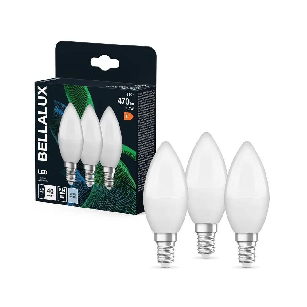 3x svíčková LED žárovka matná E14 4.9W CLASSIC B, studená bílá
