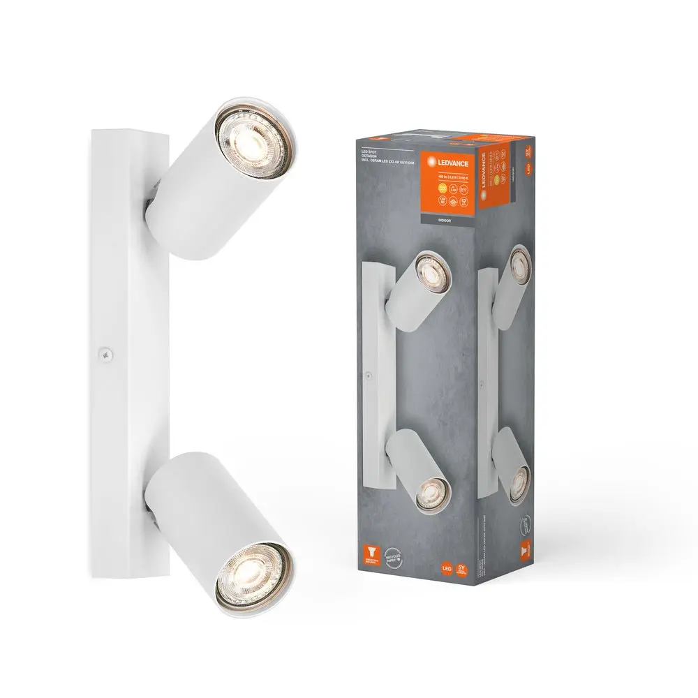 Bílé LED nástěnné svítidlo 2 x GU10 OCTAGON, teplá bílá