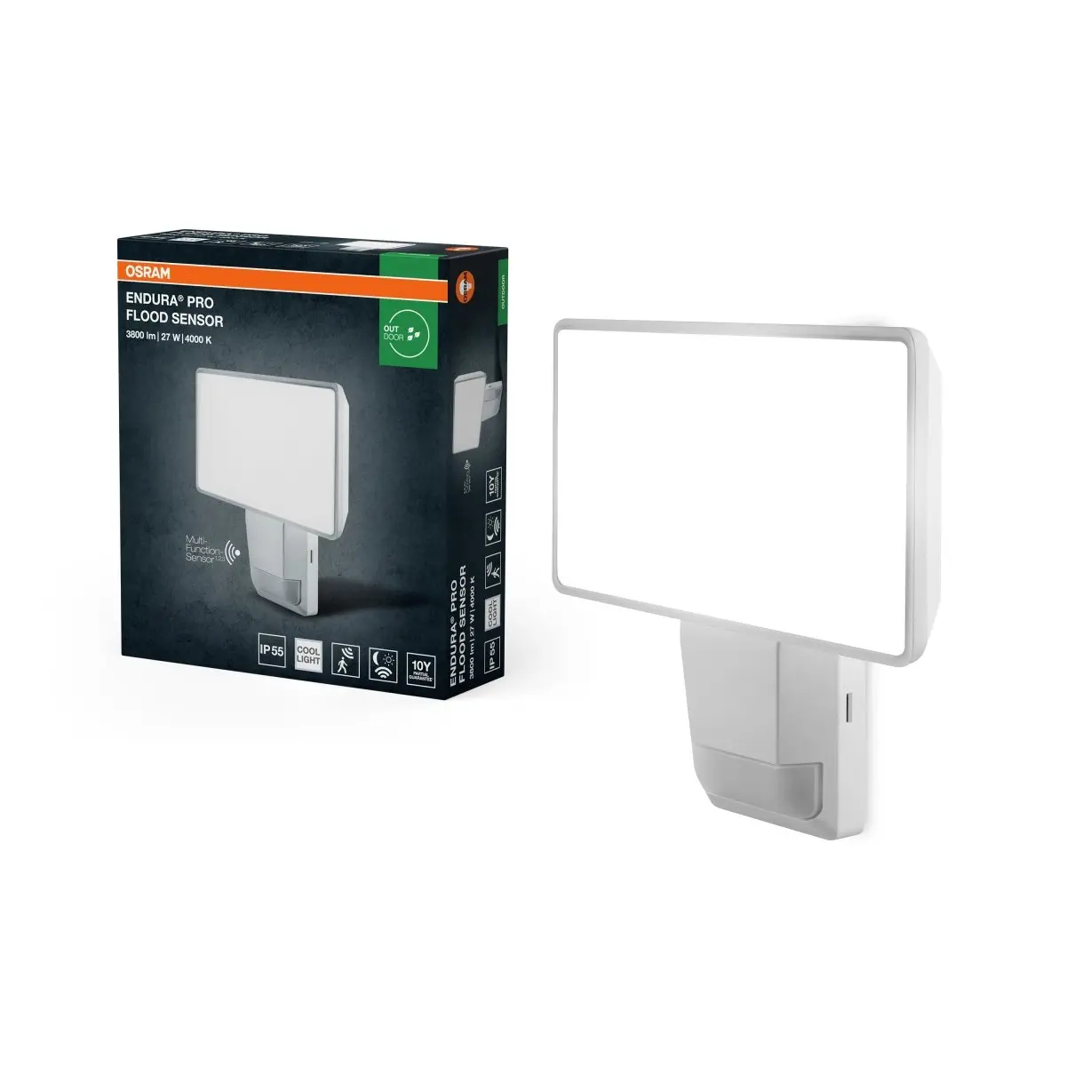 Bílý venkovní LED reflektor 27 W, studená bílá