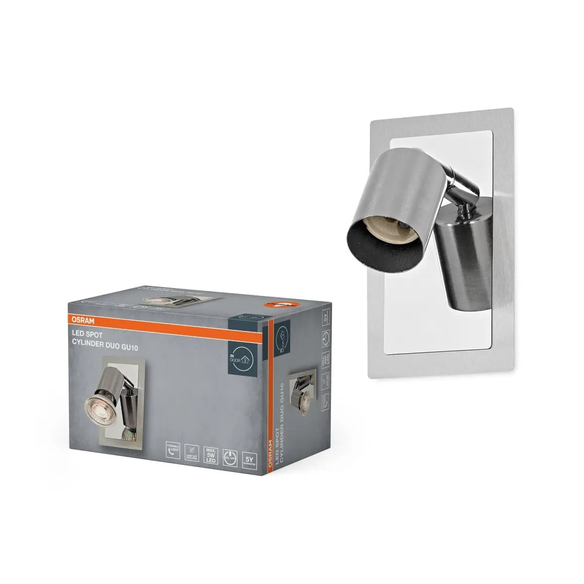 Bodové svítidlo LED Cylinder Duo, 1x GU10, Kartáčovaný nikl