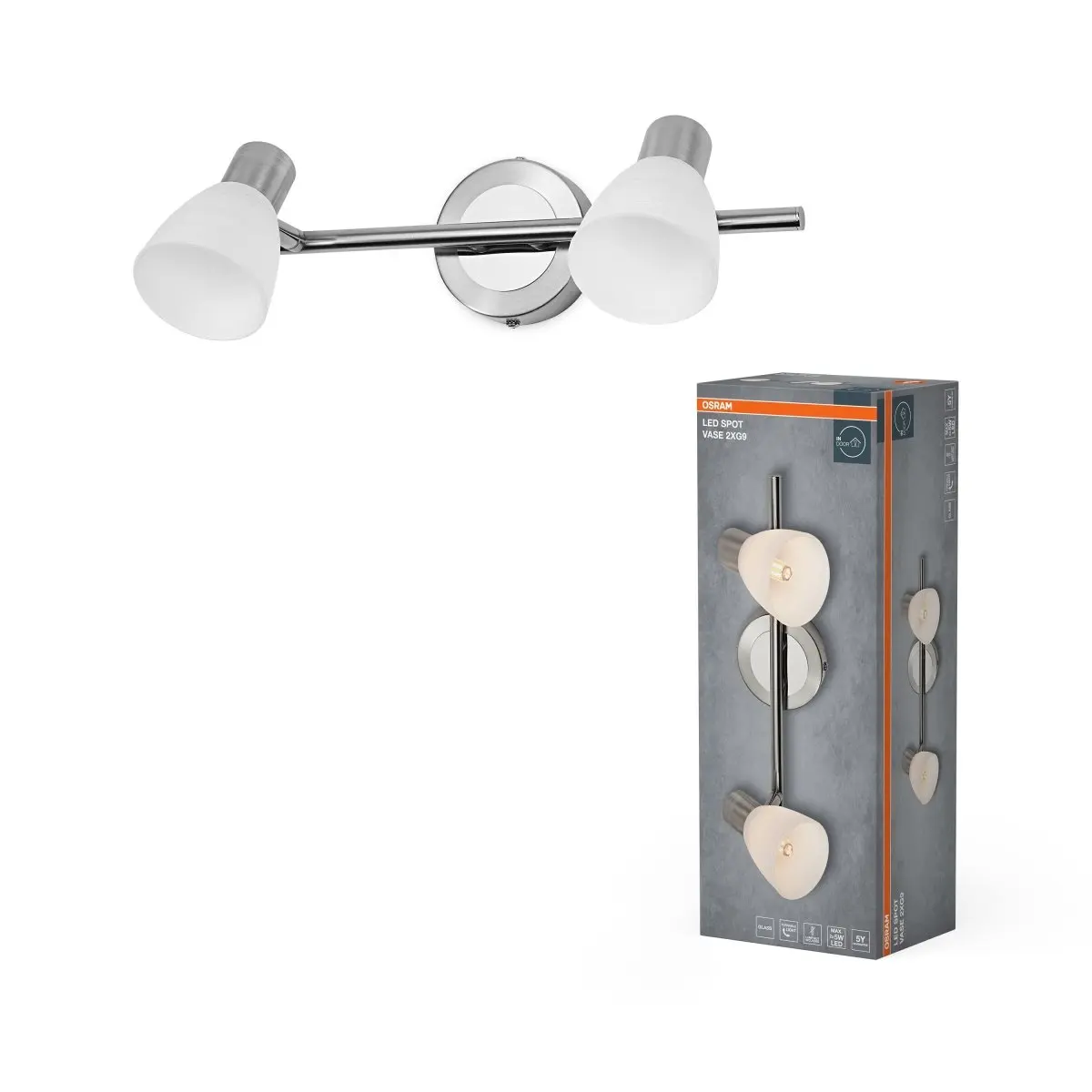 Bodové svítidlo LED Vase, 2x G9, Kartáčovaný nikl