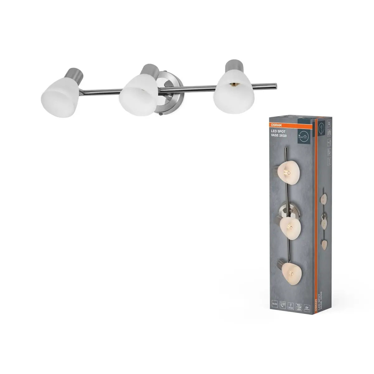 Bodové svítidlo LED Vase, 3x G9, Kartáčovaný nikl
