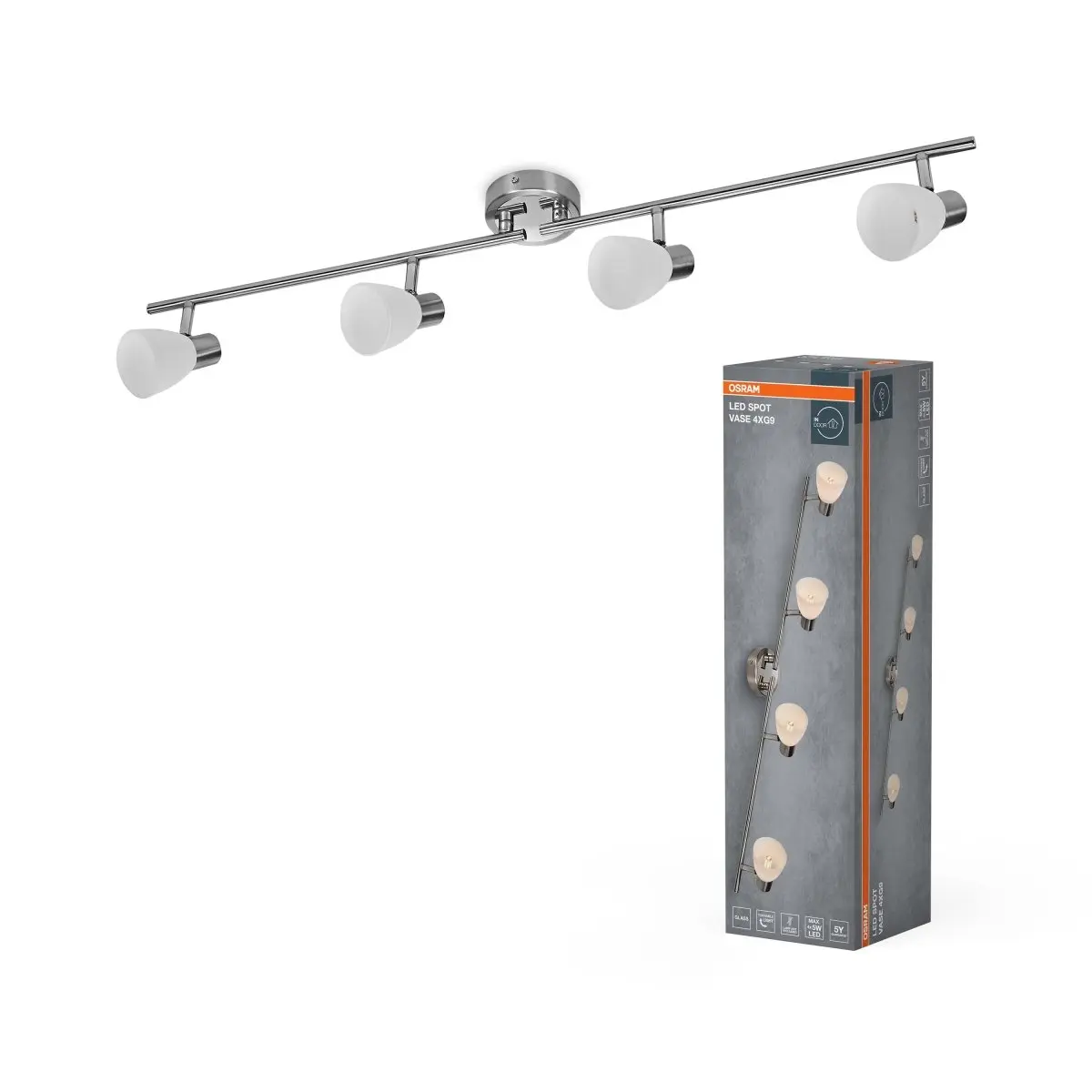 Bodové svítidlo LED Vase, 4x G9, Kartáčovaný nikl