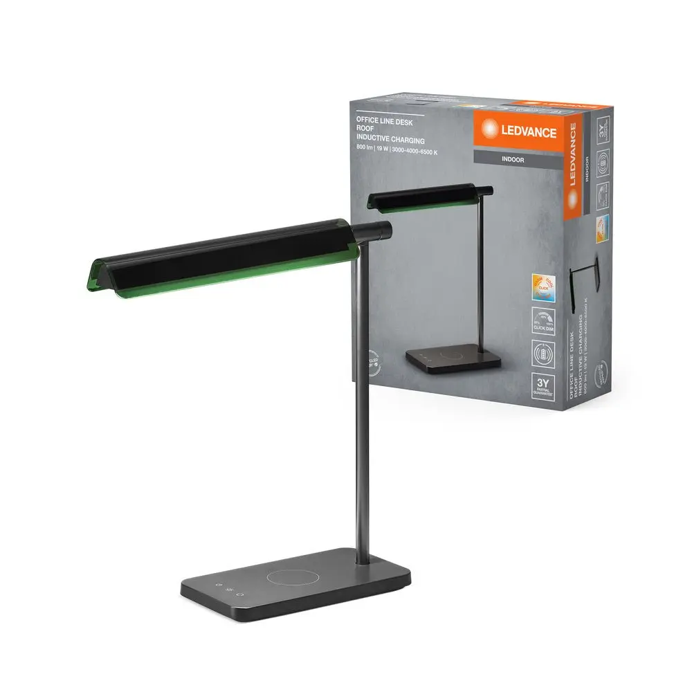 Černá stolní lampa s nabíjením 19W OFFICE ROOF, laditelná bílá