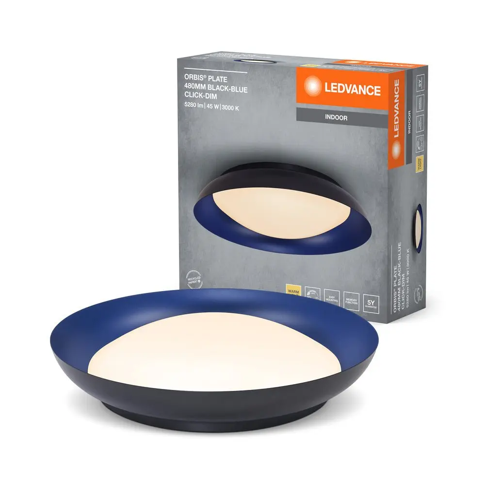 Černé LED stropní svítidlo 480 mm ORBIS, teplá bílá