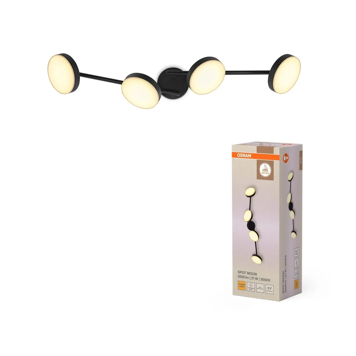 Černé stropní svítidlo 21 W Teplá bílá 810 mm