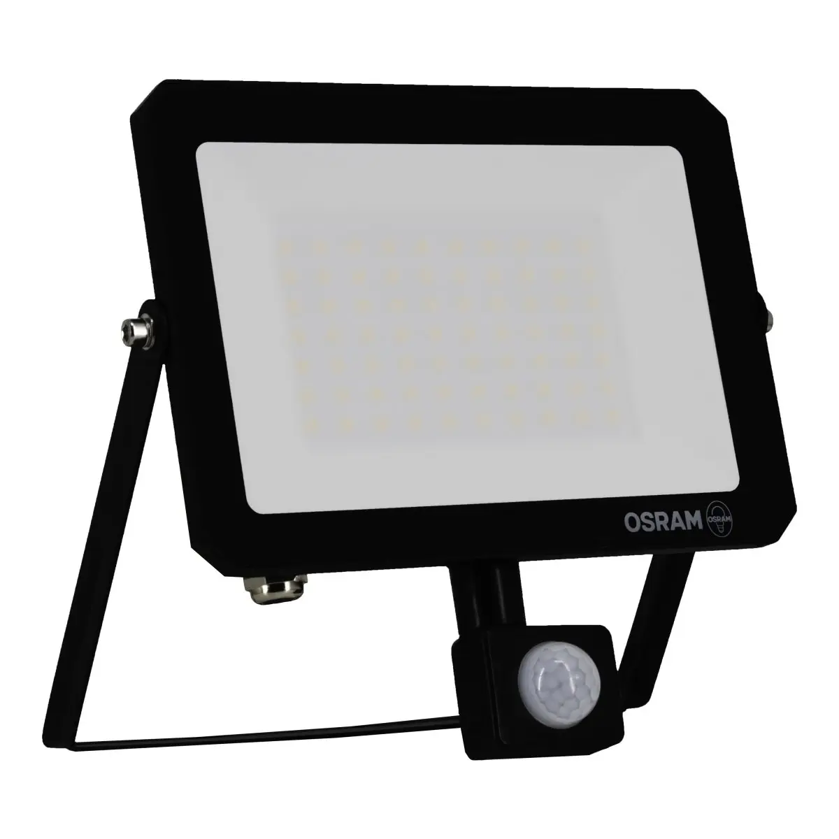 Černý venkovní LED reflektor LUX 50 W se senzorem, studená bílá