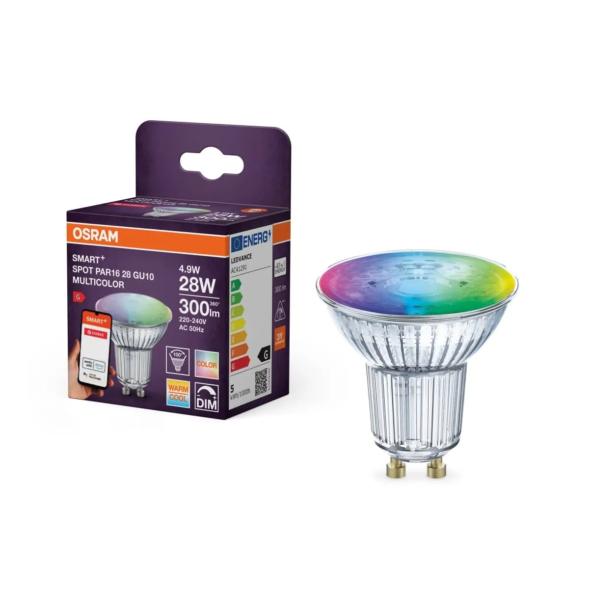 Chytrá zigbee LED stmívatelná bodovkaU10 SPOT RGBW OSRAM