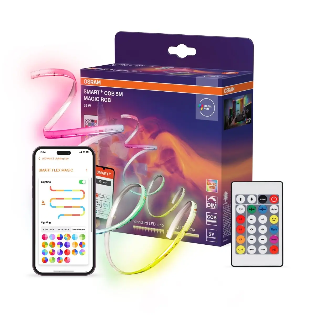 Chytrý Wifi COB 5m Magic RGB na dálkové ovládání