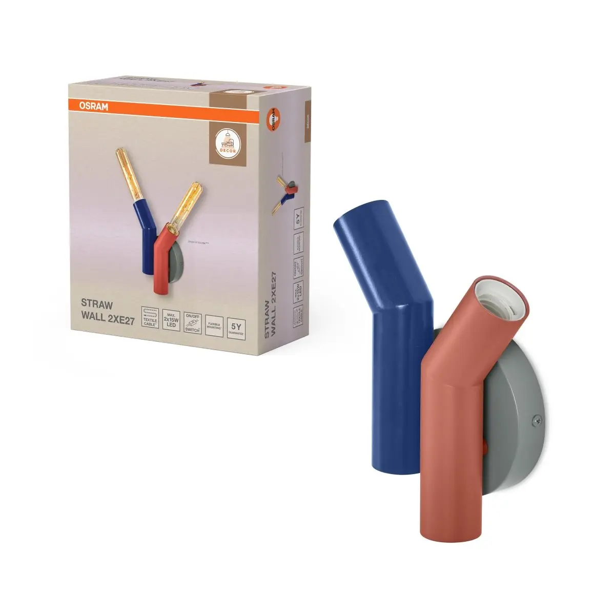 Dekorativní nástěnné svítidlo Straw 2xE27 vícebarevné