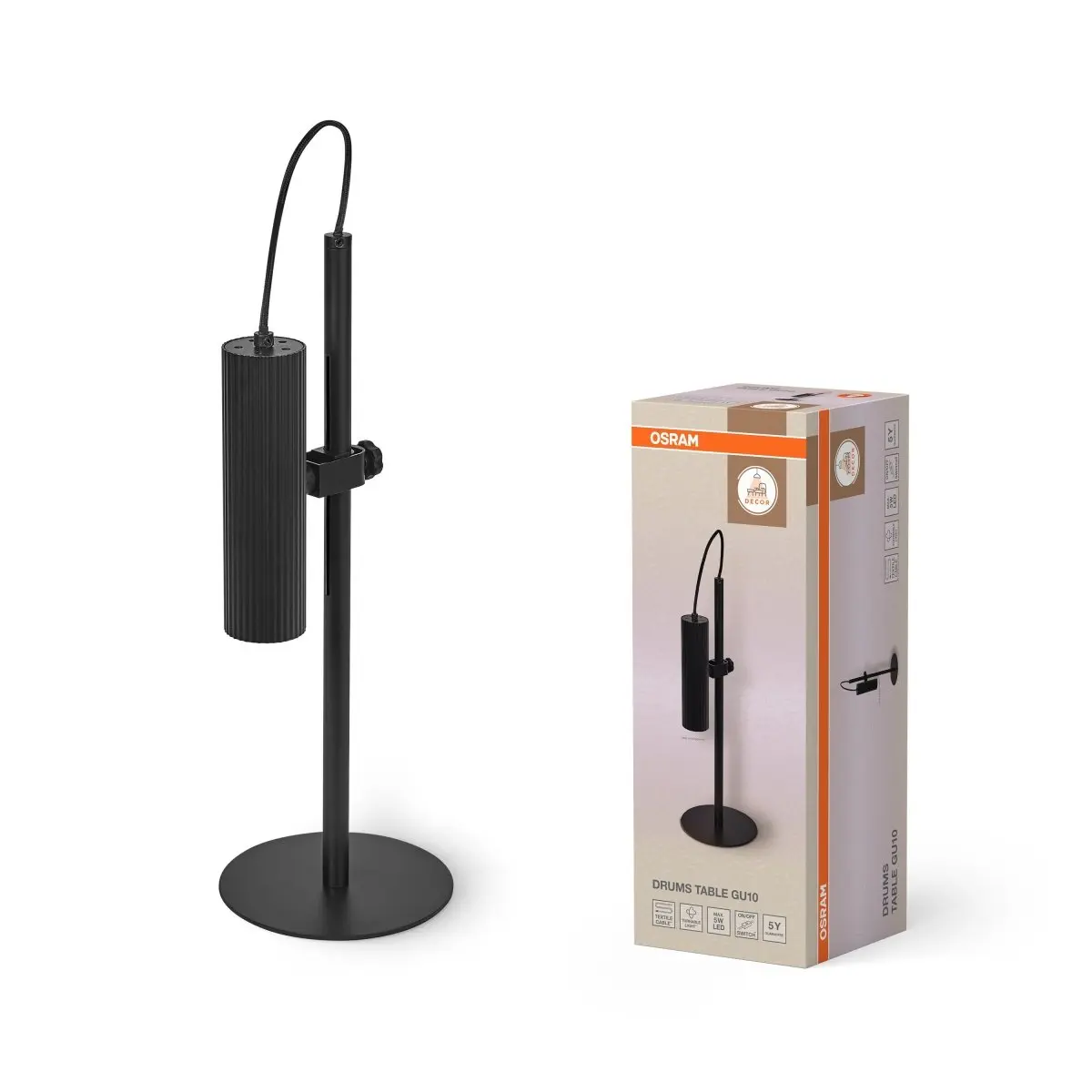 Dekorativní stolní lampa Drums, černá, GU10, 180 mm