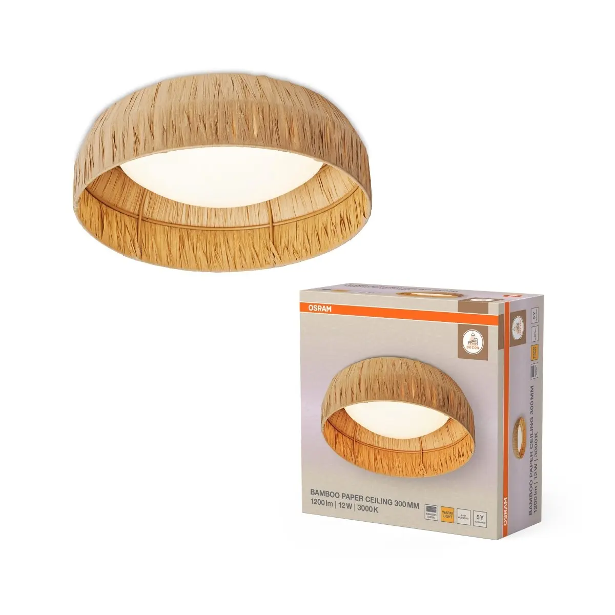 Dekorativní stropní svítidlo Bamboo Paper 12W 830 Teplá bílá, hnědé