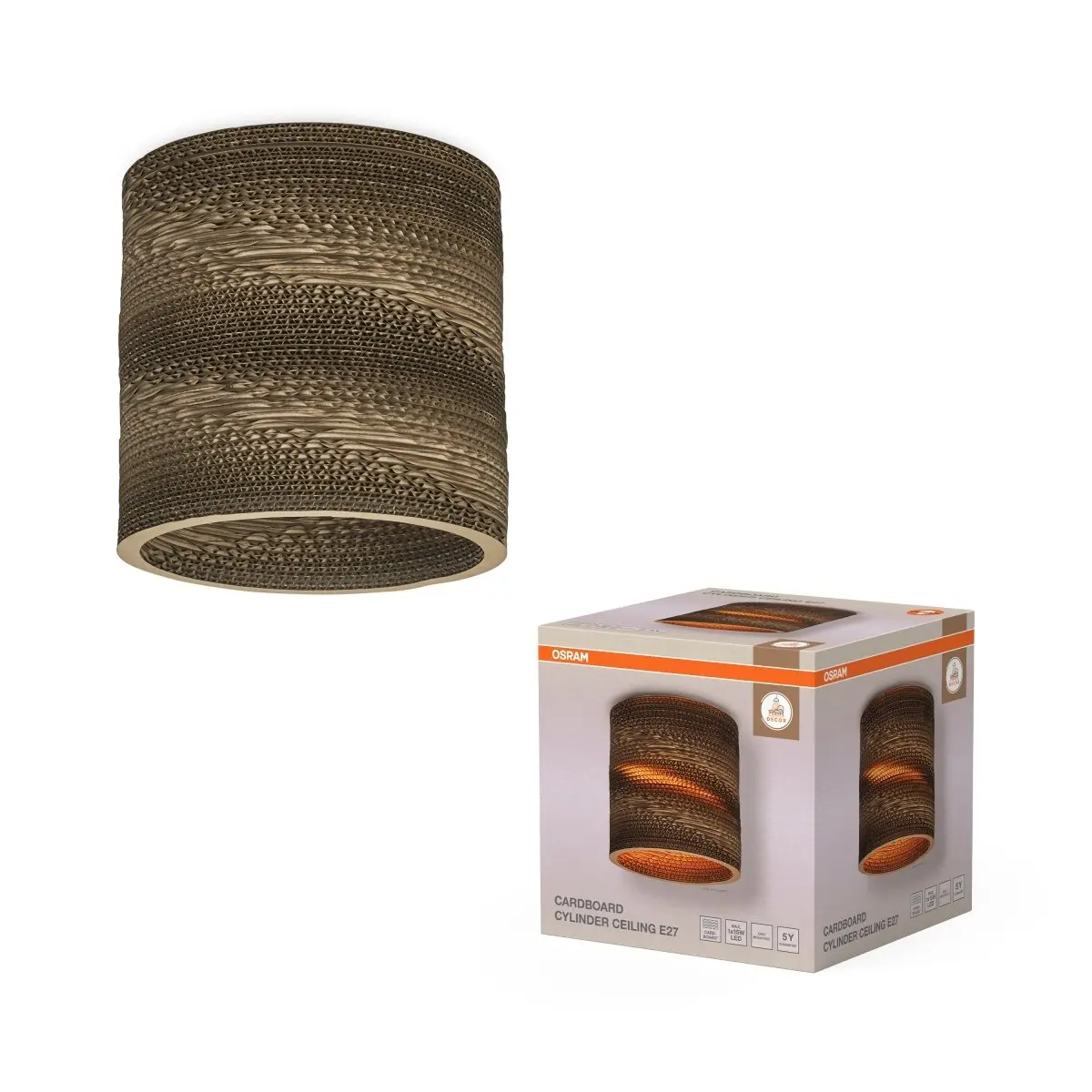 Dekorativní stropní svítidlo Cardboard Cylinder E27 hnědé