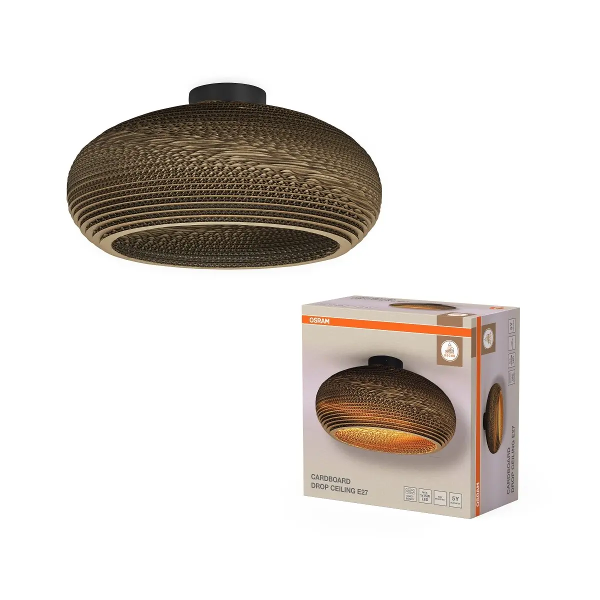 Dekorativní stropní svítidlo Cardboard Kapka E27 hnědé