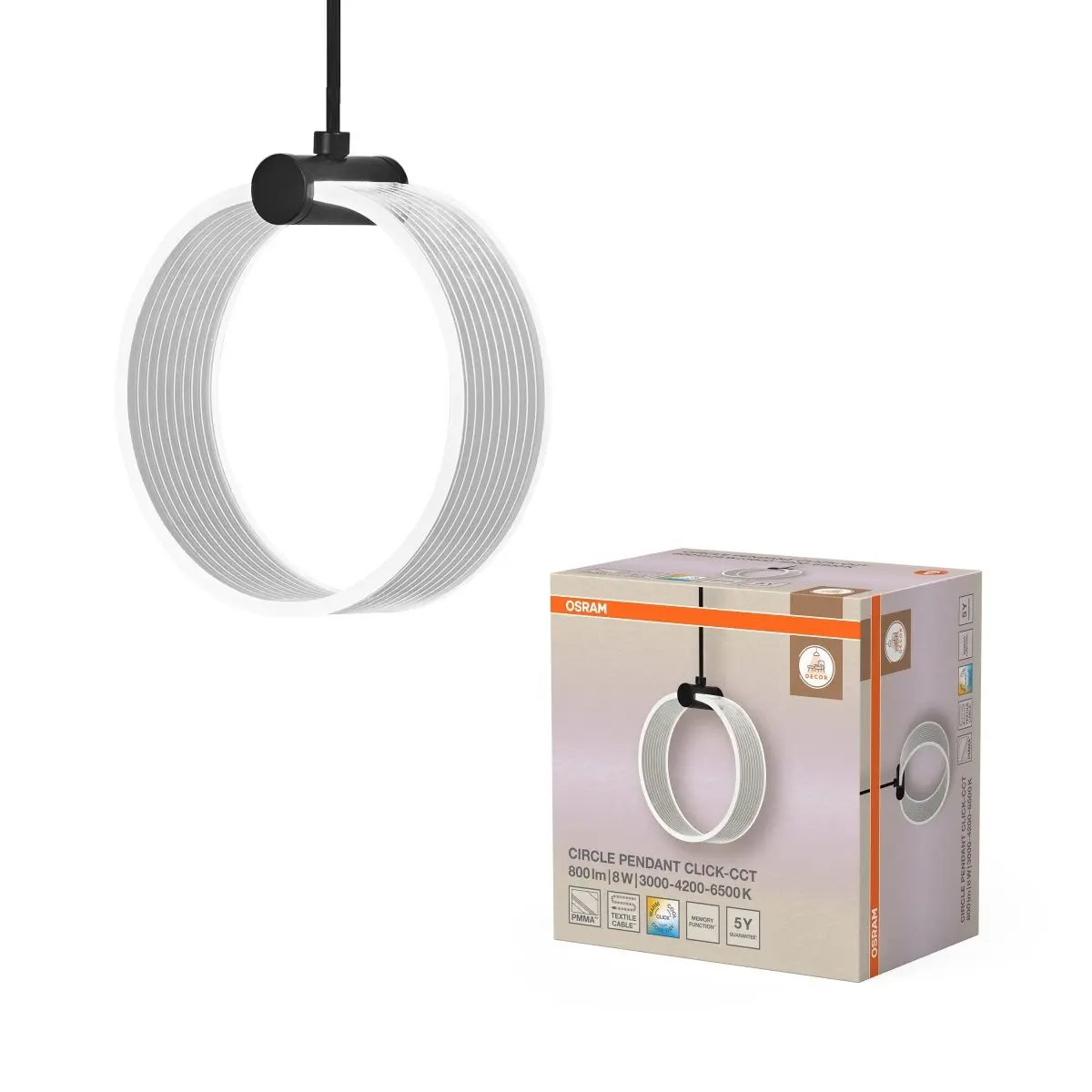 Dekorativní závěsné svítidlo 8 W, černé, 160 mm, laditelná bílá