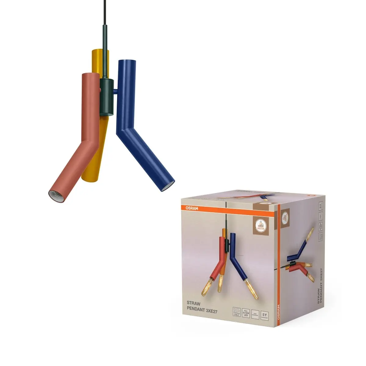 Dekorativní závěsné svítidlo Straw, 3×E27, vícebarevné