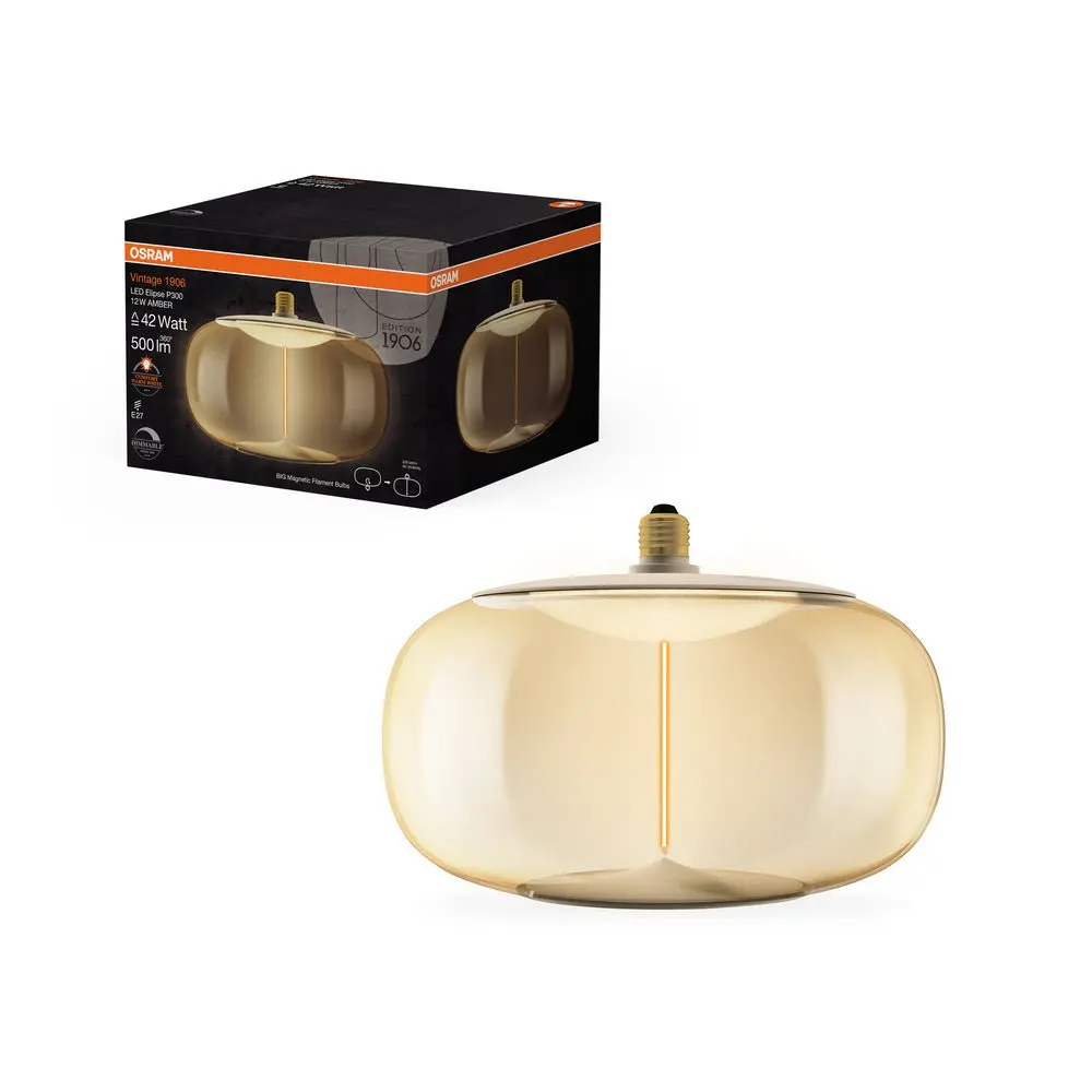 Designová LED žárovka E27 12W VINTAGE ELIPSE, teplá bílá