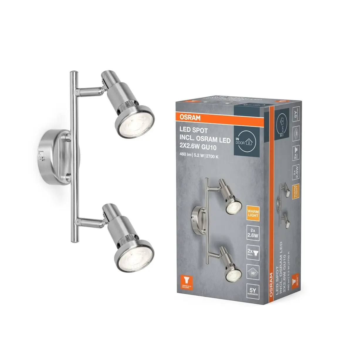 Designové LED stropní svítidlo LED SPOT 2x2.6W, teplá bílá OSRAM