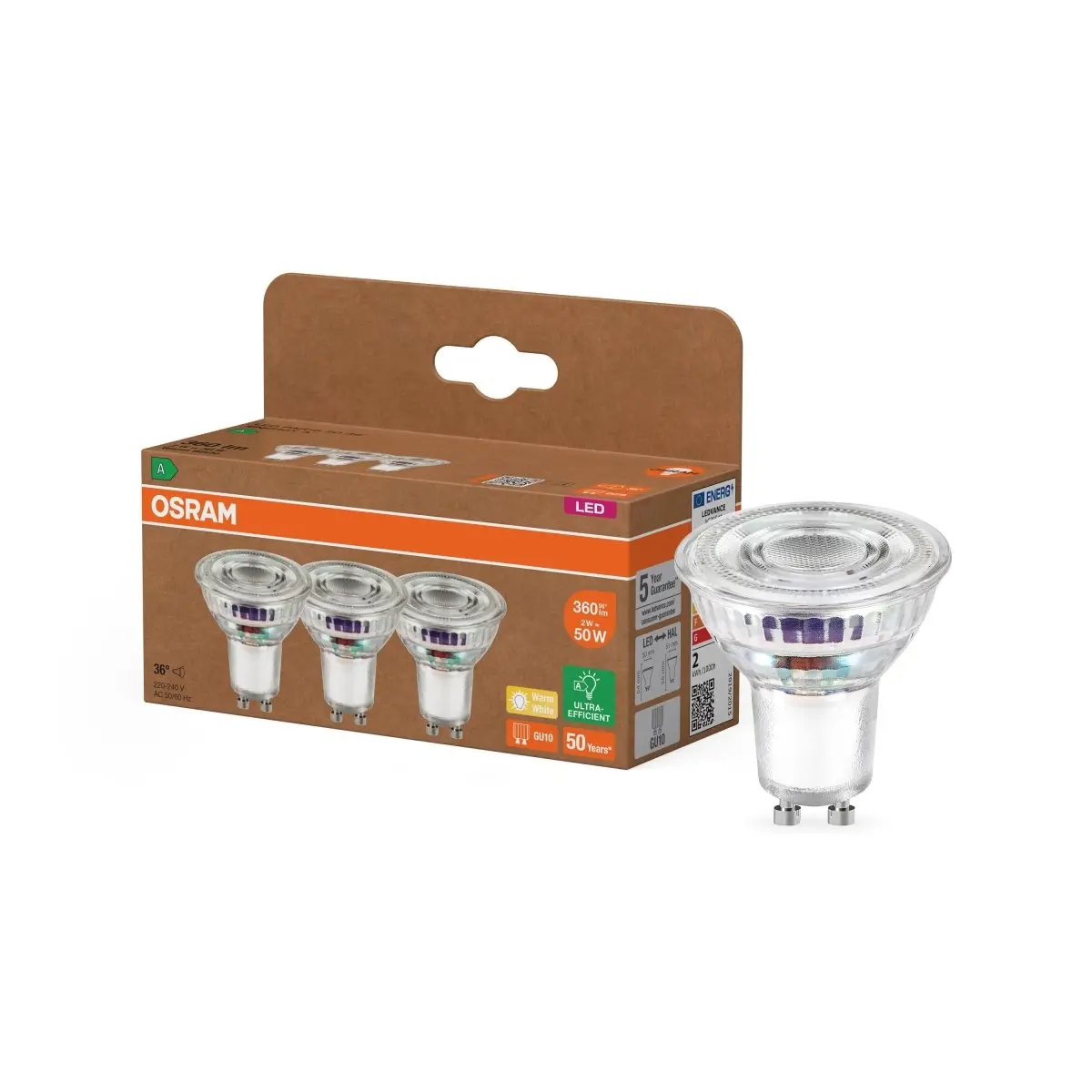 LED bodovka GU10 2 W PAR16, teplá bílá, náhrada 50 W