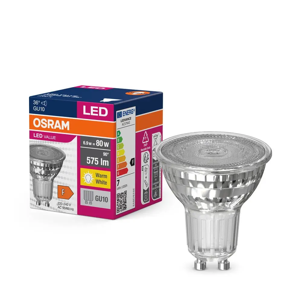 LED bodovka GU10 6.9 W 575 lm PAR16 VALUE, teplá bílá