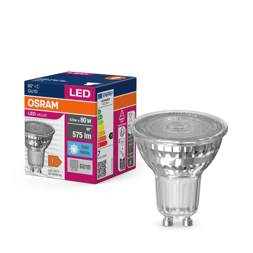LEDVANCE OSRAM LED VALUE PAR16 80 non-dim 60d 6,9W/840 GU10