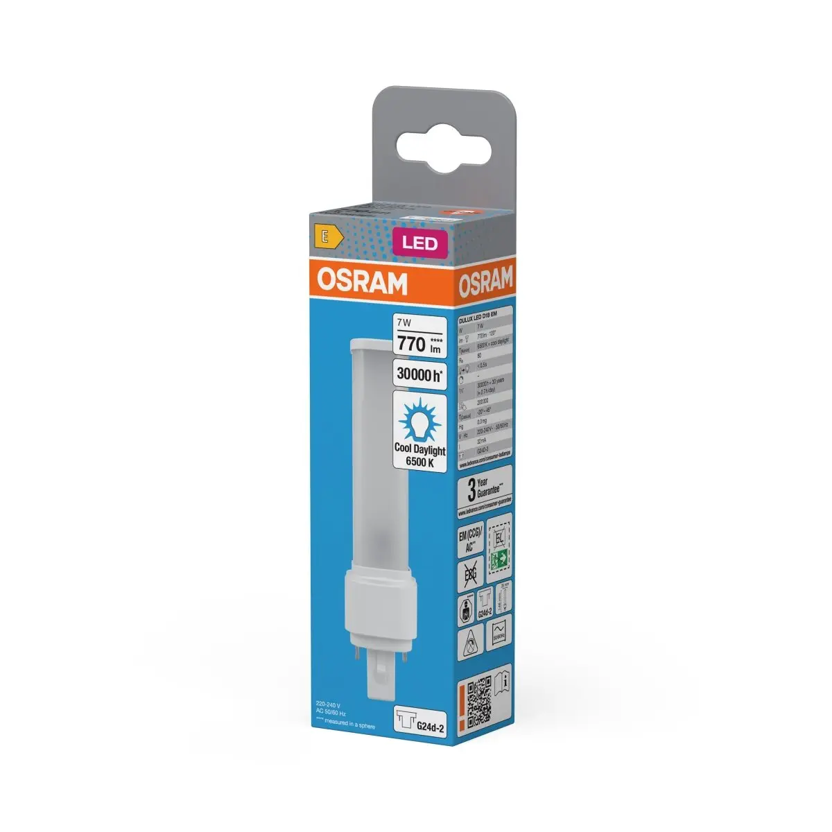 LED náhrada DULUX LED D18, 7W, Studená bílá, G24D-2