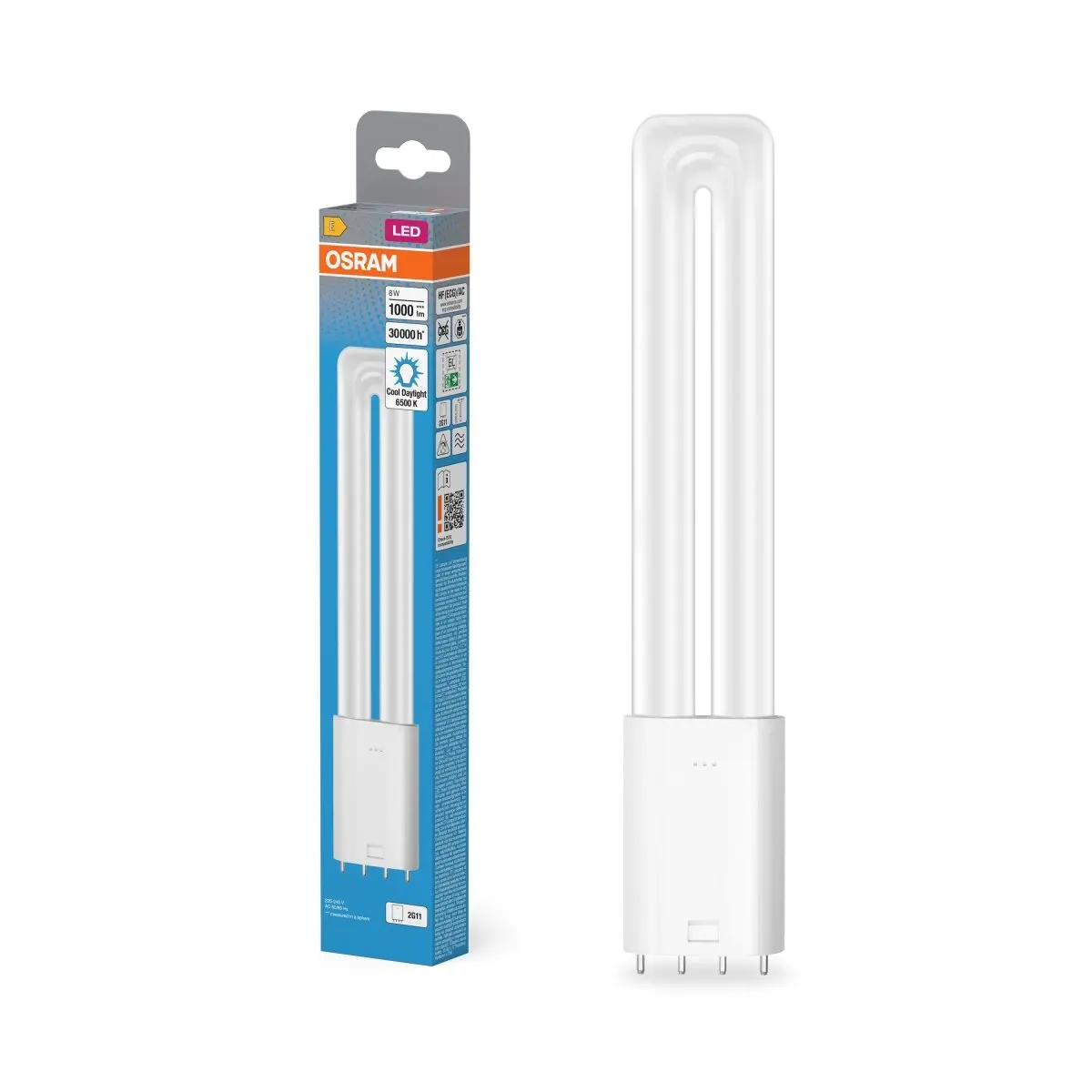 LED náhrada DULUX LED L18 HF, 8W, Studená bílá, 2G11