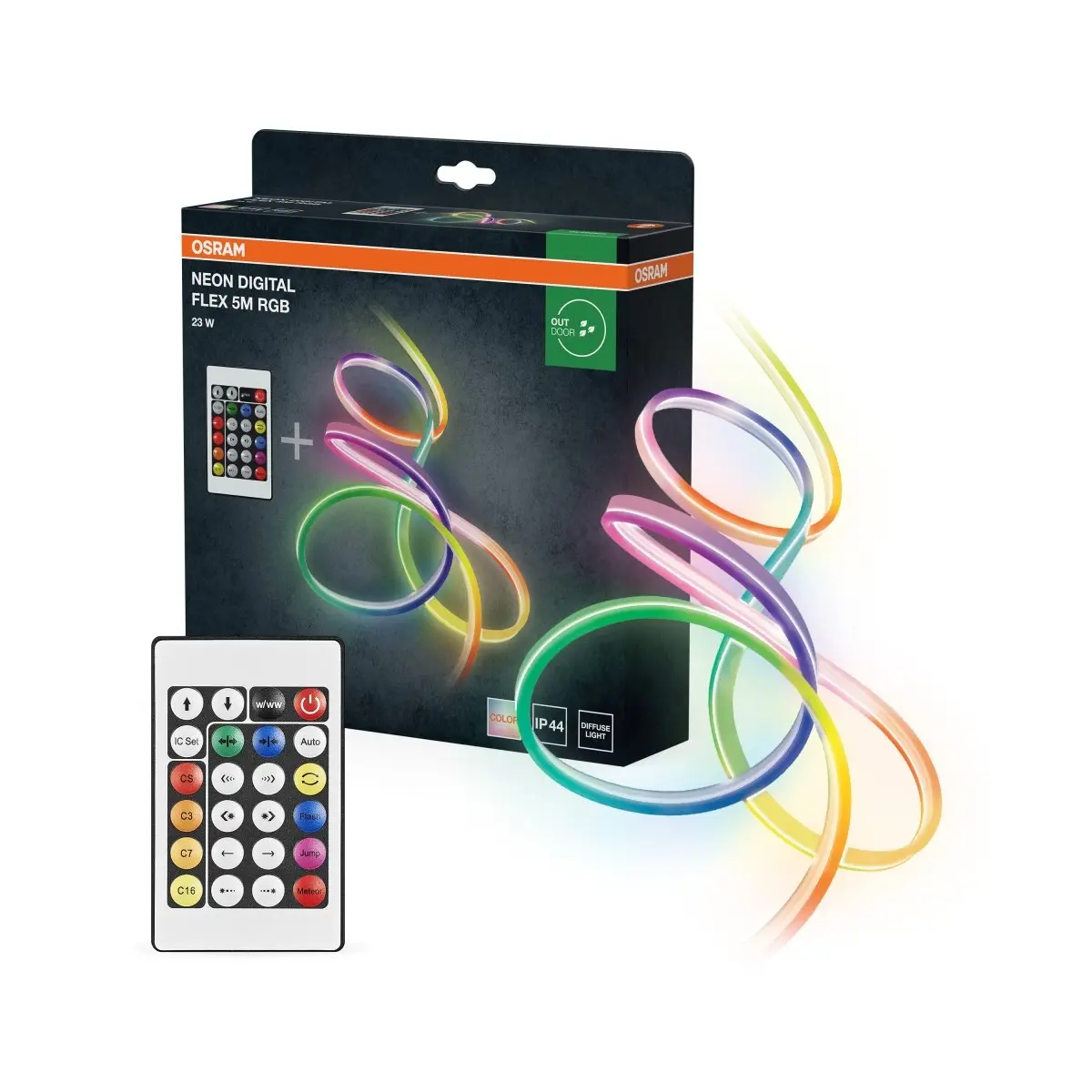 LED pásek Venkovní Neon Digital Flex 5m RGB IP44 s dálkovým ovládáním