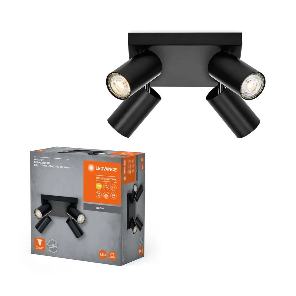 LED stropní svítidlo 13,6 W GU10 4 SPOT OCTAGON, teplá bílá